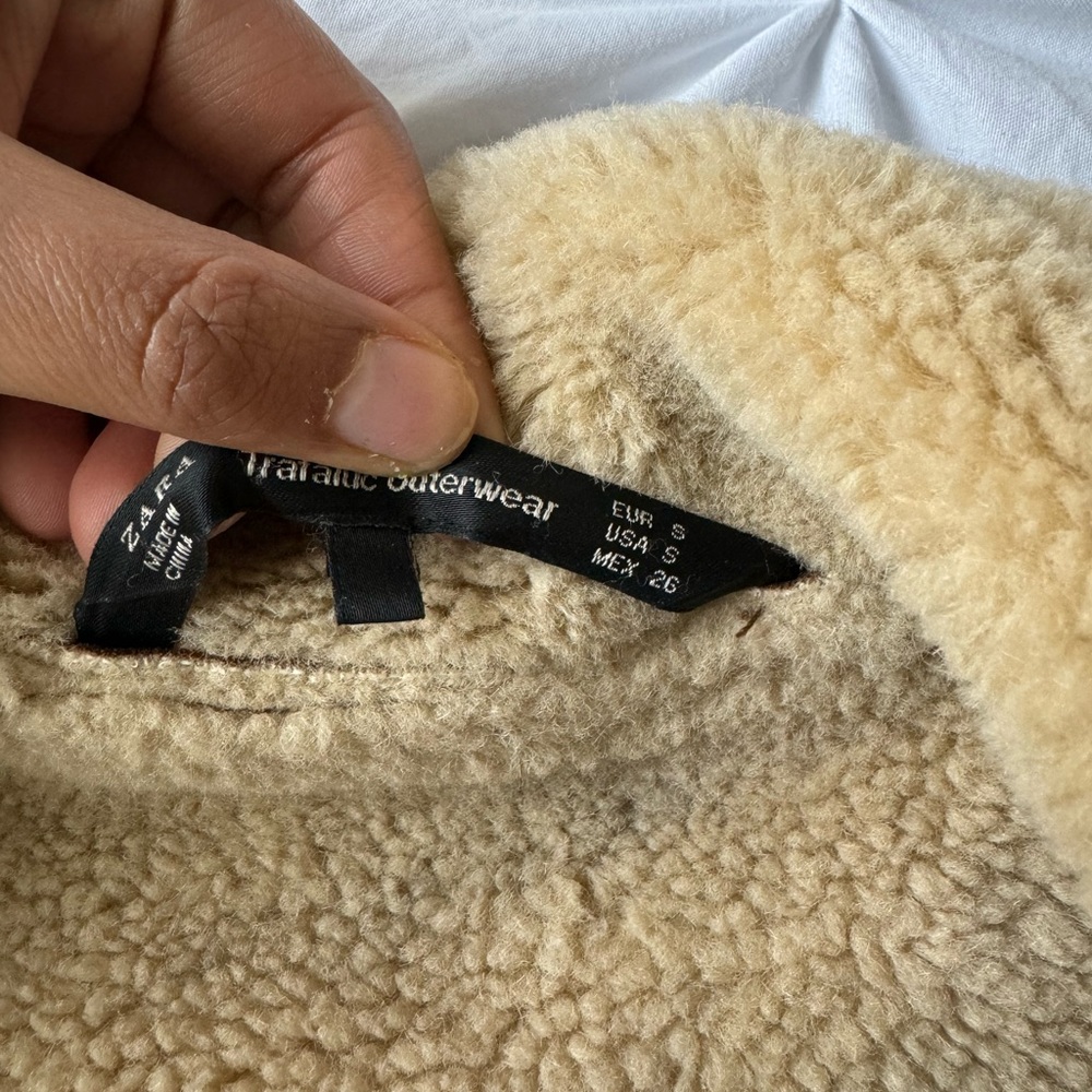 Zara Trafaluc moto shearling jacket vintage style worn 1 season small